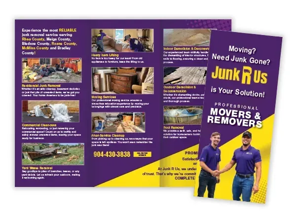 Printed brochures and marketing flyers produced for a local business