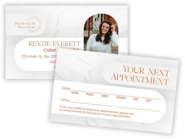 Printed business cards produced by Keener Marketing
