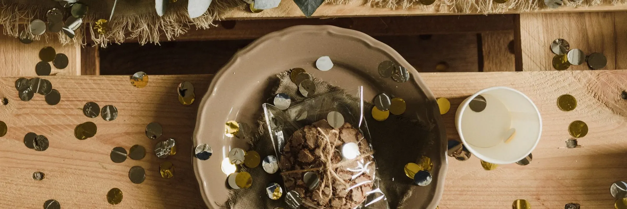A table dressed for a celebration, seen close up