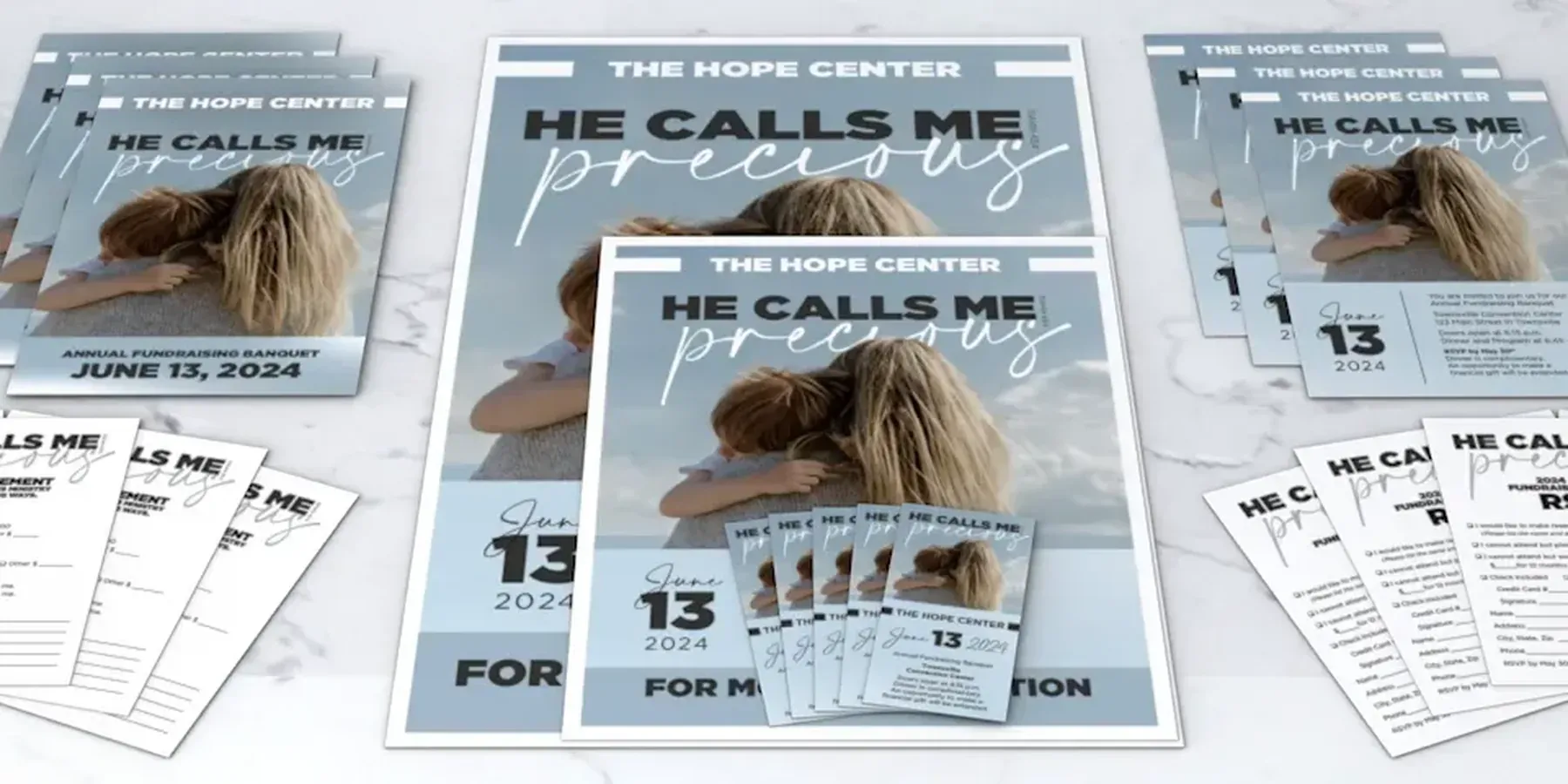 Printed banquet materials for a pregnancy center fundraising event