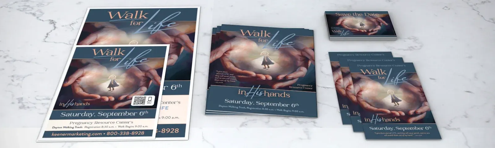 Walk for Life brochures, cards and campaign materials printed by Keener Marketing